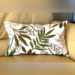 12x20 Embroidered Botanical Tropical Leaves Monstera Botanical Pillow Cover New